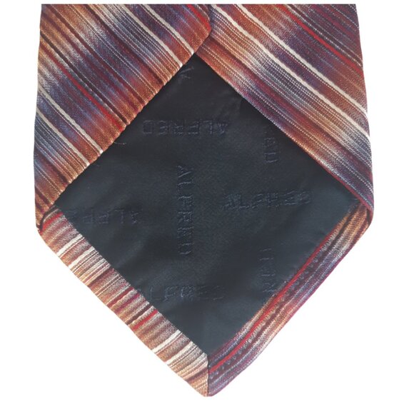 Alfred Sung 100% Silk Men's Tie, Dark Orange and White Diagonal Stripes - Picture 3 of 9
